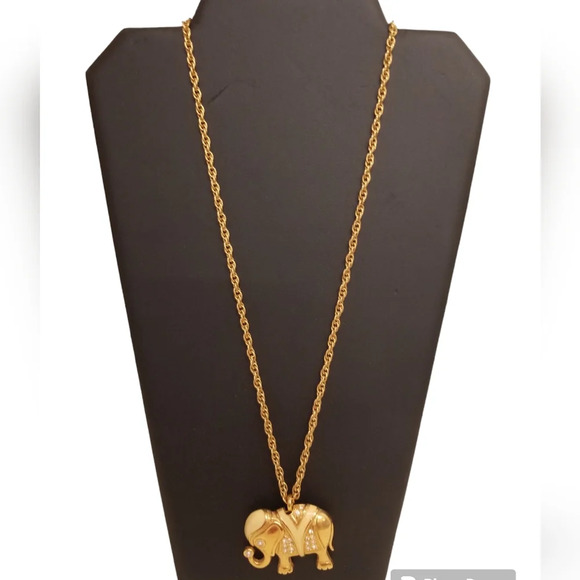 KENNETH JAY LANE FOR AVON 1995 ROYAL ELEPHANT PIN/PENDANT NECKLACE - Picture 2 of 5
